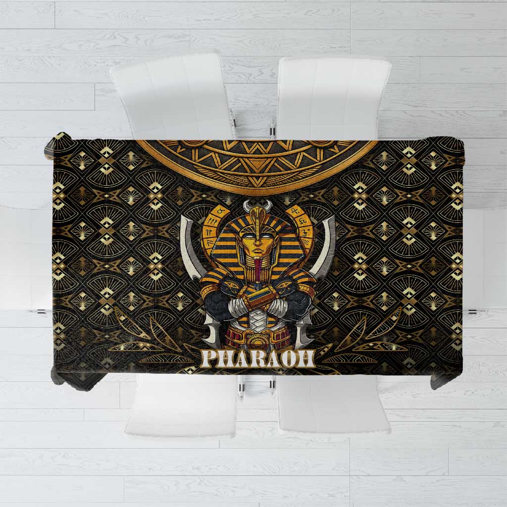 Pharaoh King Tut Egypt Tablecloth Hieroglyphic Gold Pattern - African Pride