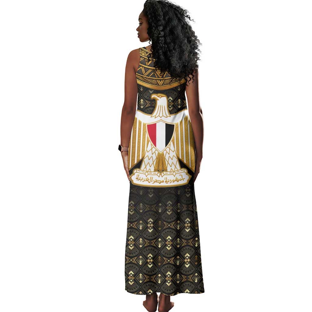 Pharaoh King Tut Egypt Tank Maxi Dress Hieroglyphic Gold Pattern - African Pride