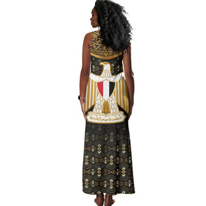 Pharaoh King Tut Egypt Tank Maxi Dress Hieroglyphic Gold Pattern - African Pride