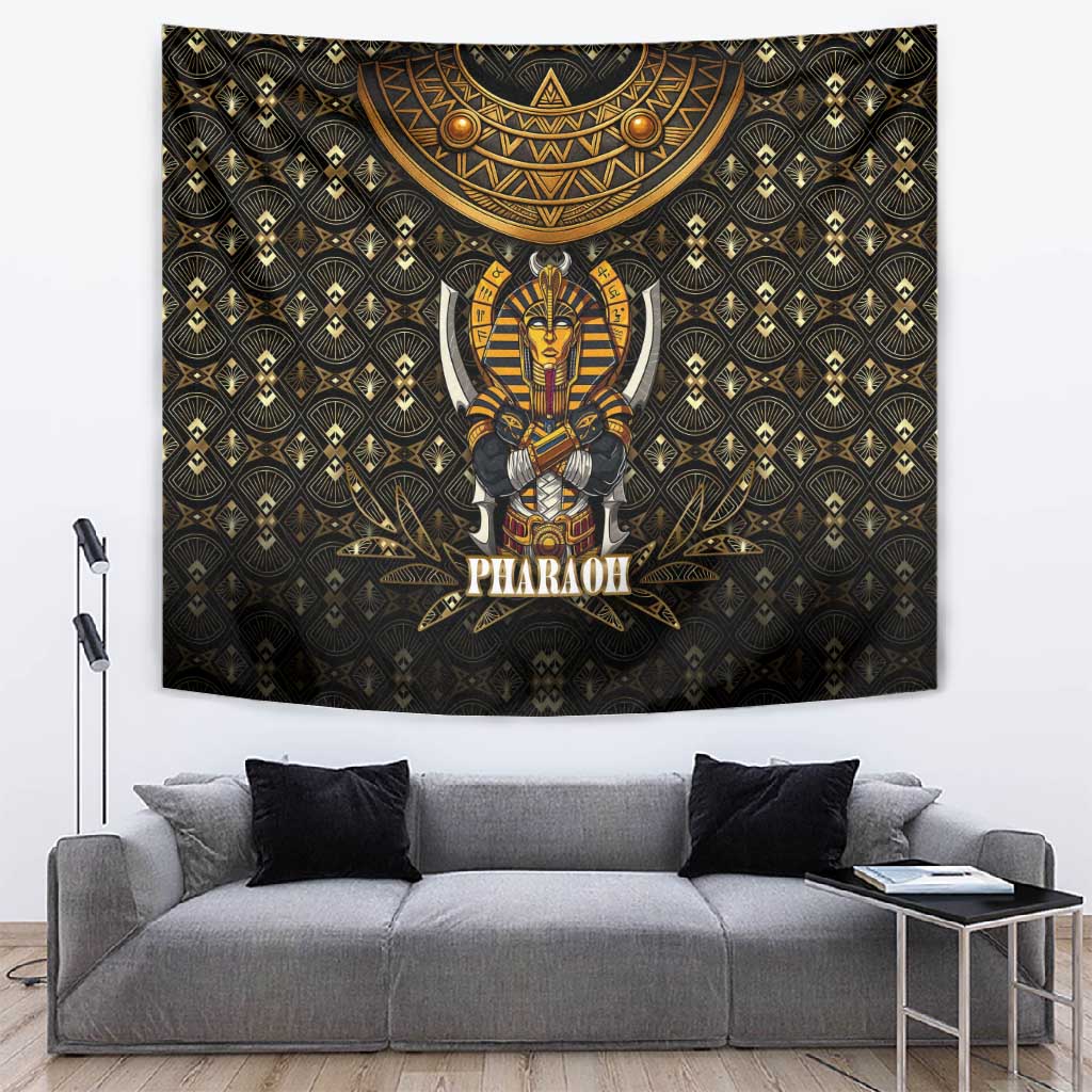 Pharaoh King Tut Egypt Tapestry Hieroglyphic Gold Pattern - African Pride