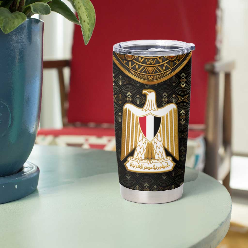 Pharaoh King Tut Egypt Tumbler Cup Hieroglyphic Gold Pattern - African Pride