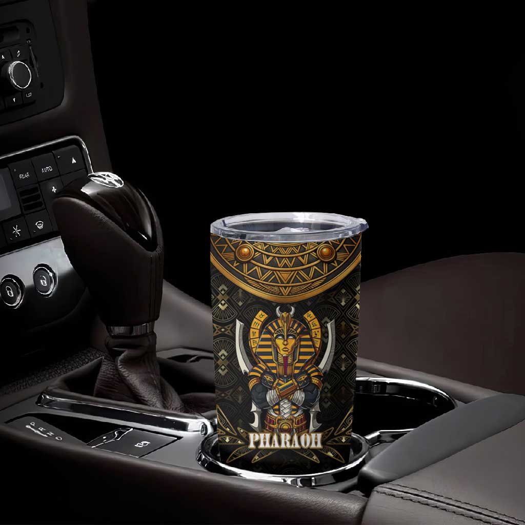 Pharaoh King Tut Egypt Tumbler Cup Hieroglyphic Gold Pattern - African Pride