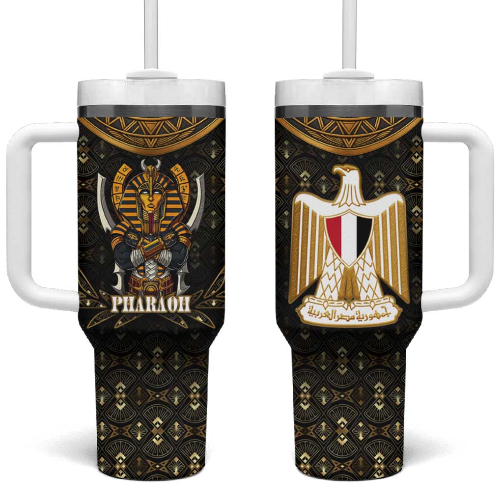 Pharaoh King Tut Egypt Tumbler With Handle Hieroglyphic Gold Pattern - African Pride