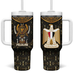 Pharaoh King Tut Egypt Tumbler With Handle Hieroglyphic Gold Pattern - African Pride