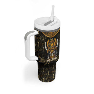 Pharaoh King Tut Egypt Tumbler With Handle Hieroglyphic Gold Pattern - African Pride