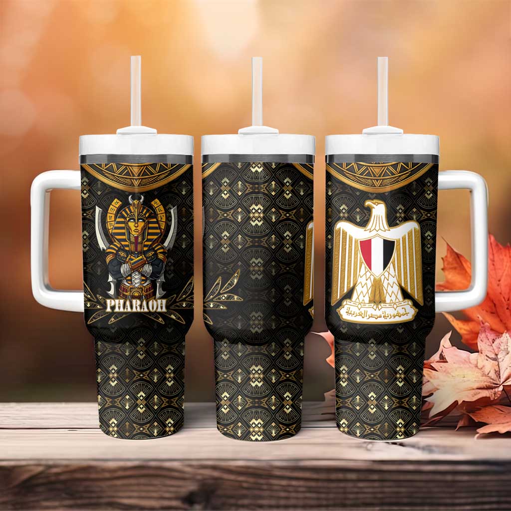 Pharaoh King Tut Egypt Tumbler With Handle Hieroglyphic Gold Pattern - African Pride