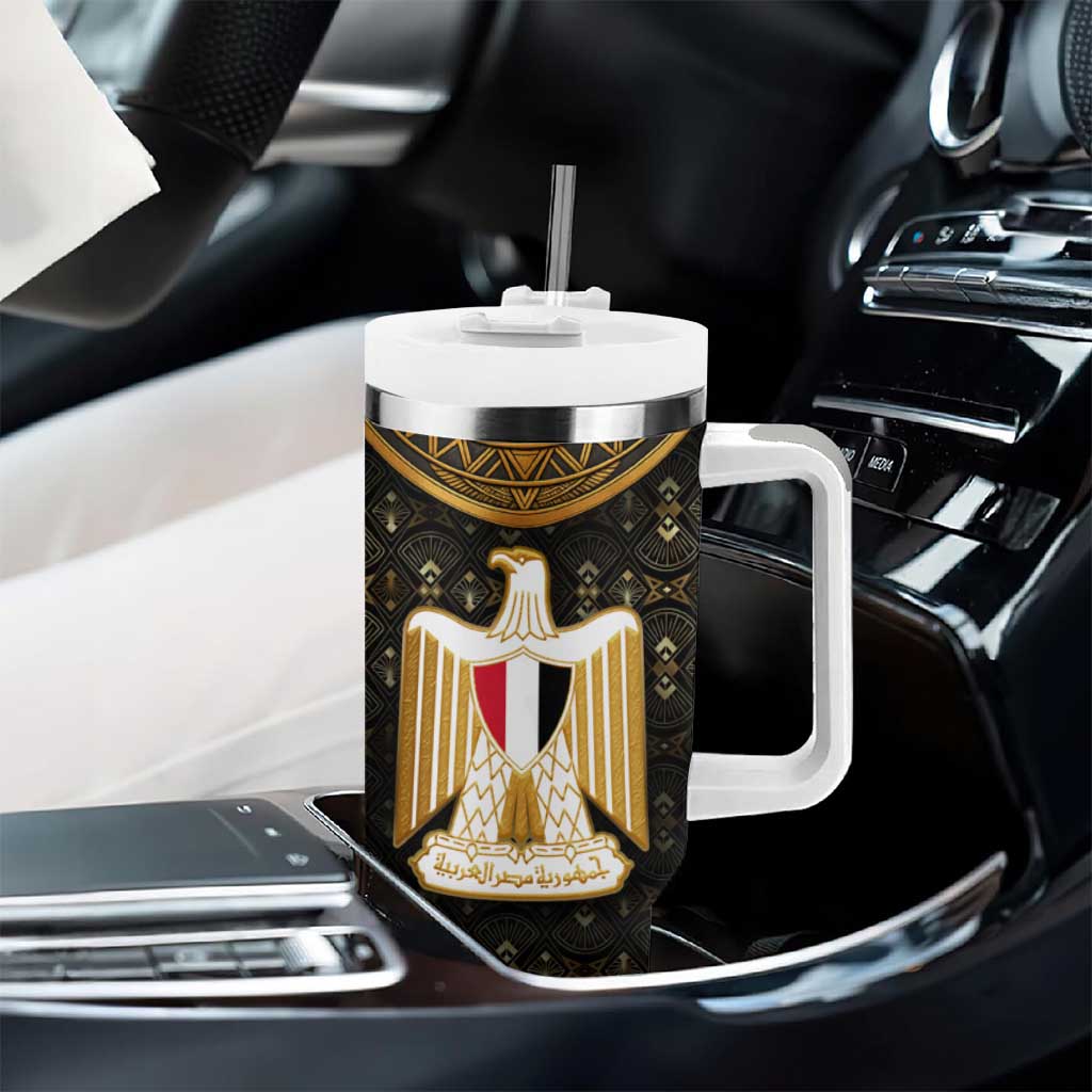 Pharaoh King Tut Egypt Tumbler With Handle Hieroglyphic Gold Pattern - African Pride