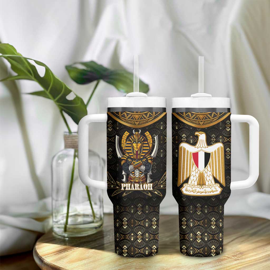 Pharaoh King Tut Egypt Tumbler With Handle Hieroglyphic Gold Pattern - African Pride