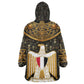 Pharaoh King Tut Egypt Wearable Blanket Hoodie Hieroglyphic Gold Pattern - African Pride