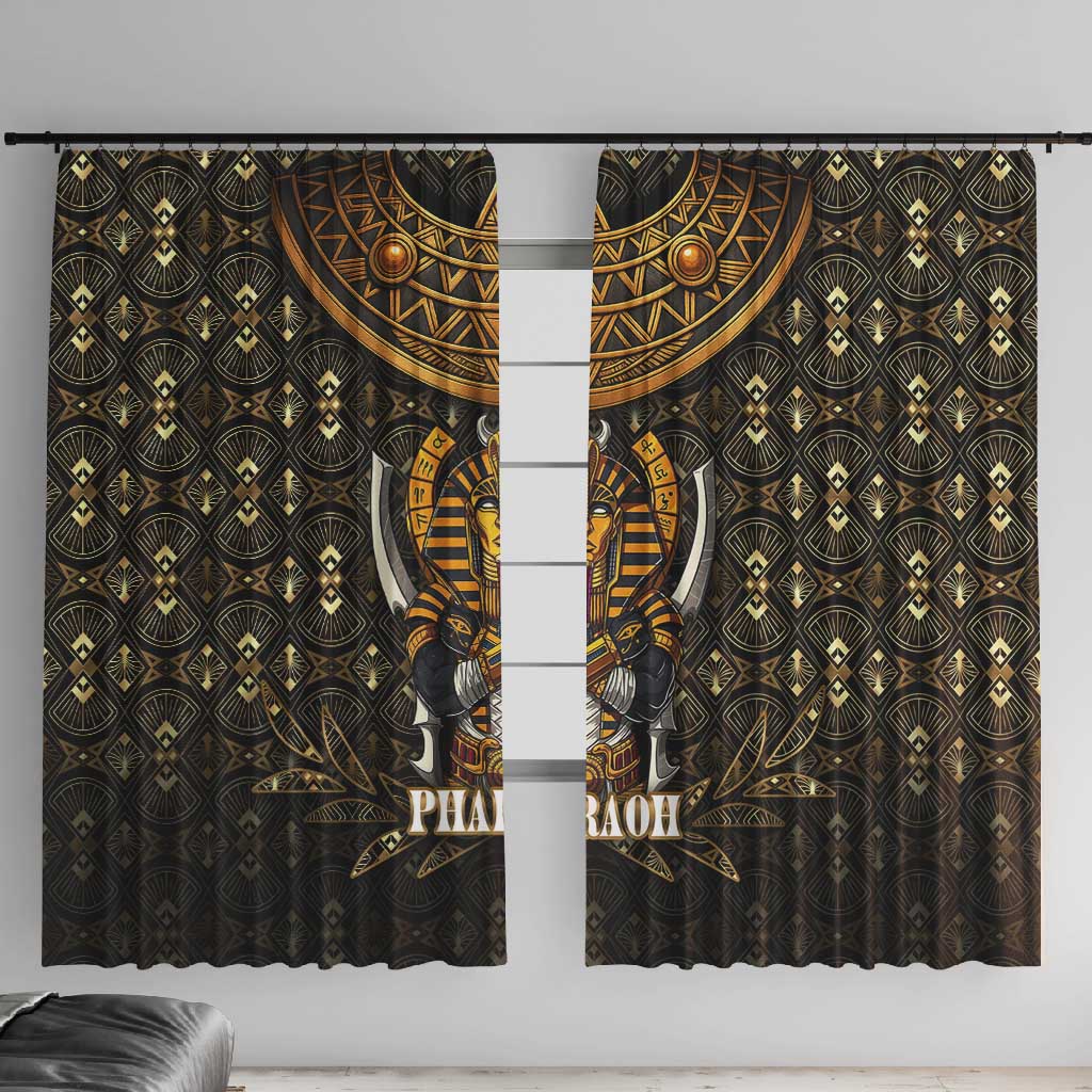 Pharaoh King Tut Egypt Window Curtain Hieroglyphic Gold Pattern - African Pride
