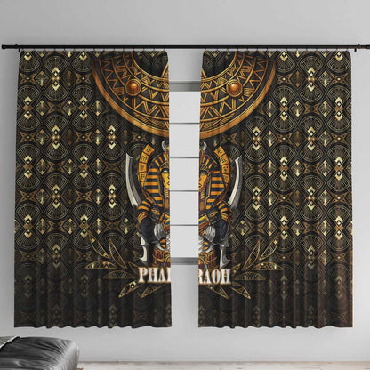 Pharaoh King Tut Egypt Window Curtain Hieroglyphic Gold Pattern - African Pride