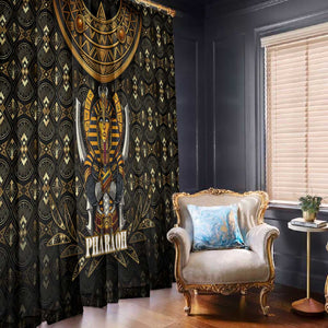 Pharaoh King Tut Egypt Window Curtain Hieroglyphic Gold Pattern - African Pride