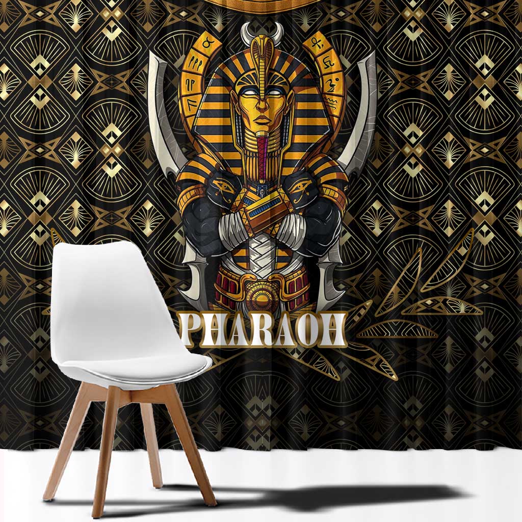Pharaoh King Tut Egypt Window Curtain Hieroglyphic Gold Pattern - African Pride