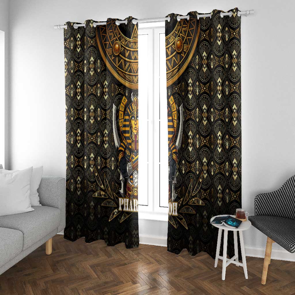 Pharaoh King Tut Egypt Window Curtain Hieroglyphic Gold Pattern - African Pride