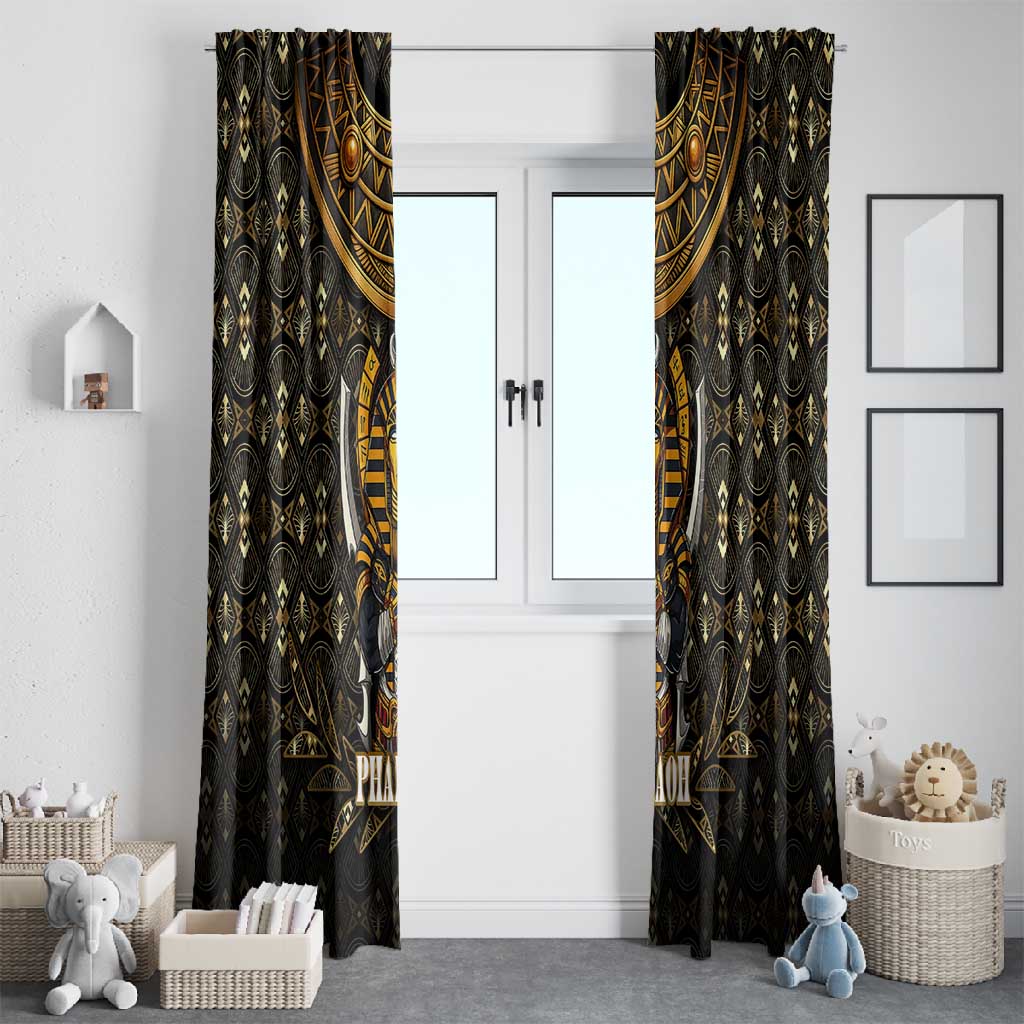 Pharaoh King Tut Egypt Window Curtain Hieroglyphic Gold Pattern - African Pride