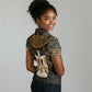 Pharaoh King Tut Egypt Women Polo Shirt Hieroglyphic Gold Pattern - African Pride