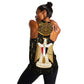 Pharaoh King Tut Egypt Women Racerback Tank Hieroglyphic Gold Pattern - African Pride