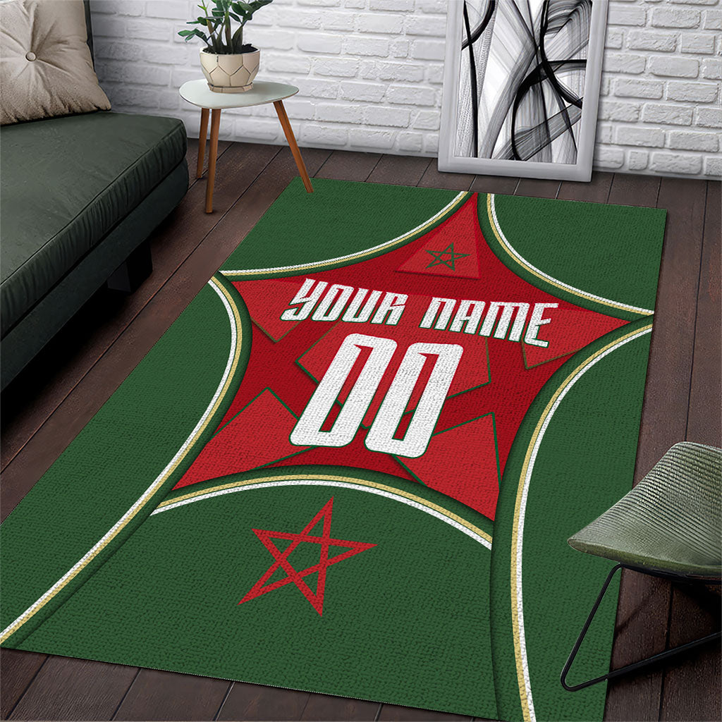 Personalized Morocco Football Atlas Lion Area Rug Moroccan Star National Flag