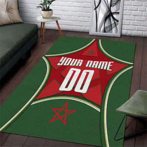 Personalized Morocco Football Atlas Lion Area Rug Moroccan Star National Flag
