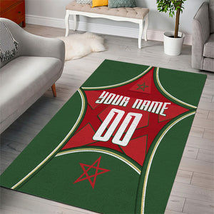 Personalized Morocco Football Atlas Lion Area Rug Moroccan Star National Flag
