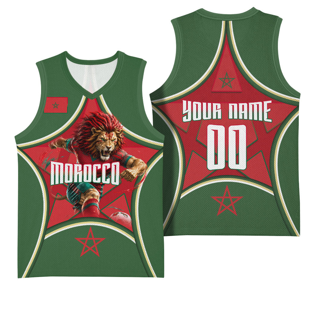 Personalized Morocco Football Atlas Lion Basketball Jersey Moroccan Star National Flag