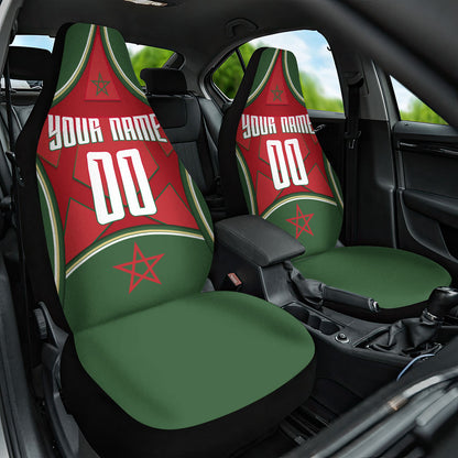 Personalized Morocco Football Atlas Lion Car Seat Cover Moroccan Star National Flag