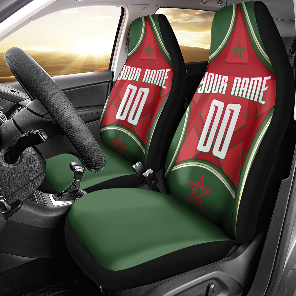 Personalized Morocco Football Atlas Lion Car Seat Cover Moroccan Star National Flag