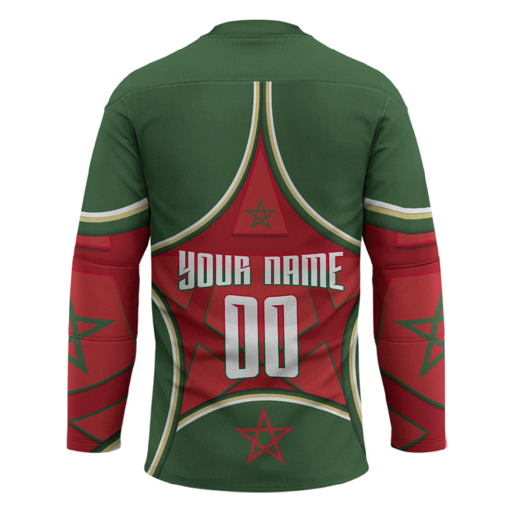 Personalized Morocco Football Atlas Lion Hockey Jersey Moroccan Star National Flag