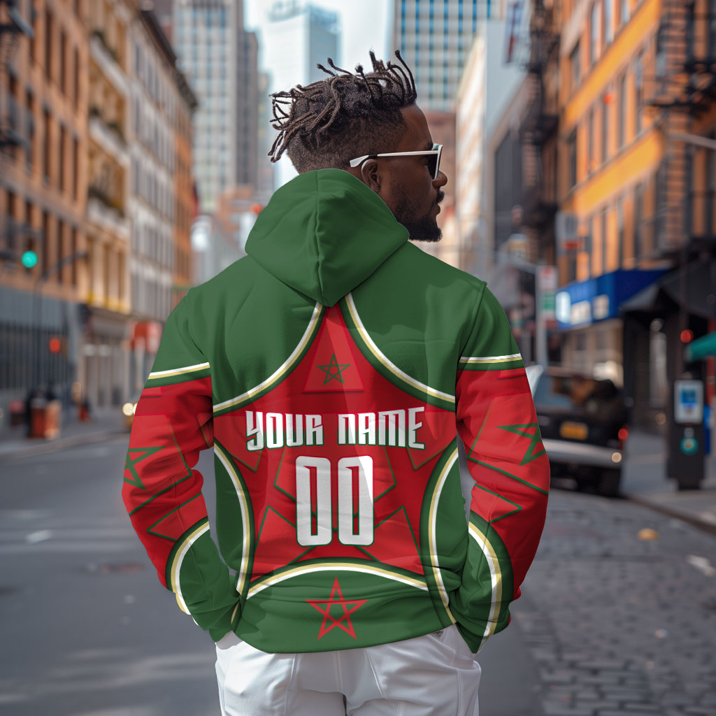 Personalized Morocco Football Atlas Lion Hoodie Moroccan Star National Flag