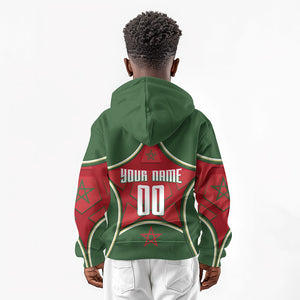 Personalized Morocco Football Atlas Lion Kid Hoodie Moroccan Star National Flag