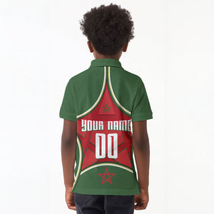 Personalized Morocco Football Atlas Lion Kid Polo Shirt Moroccan Star National Flag