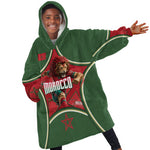 Personalized Morocco Football Atlas Lion Kid Wearable Blanket Hoodie Moroccan Star National Flag