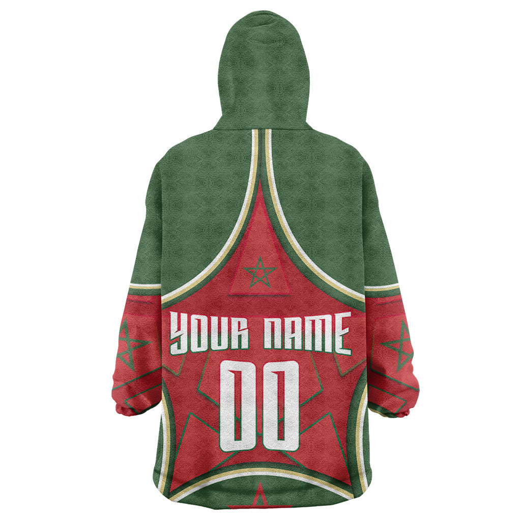 Personalized Morocco Football Atlas Lion Kid Wearable Blanket Hoodie Moroccan Star National Flag