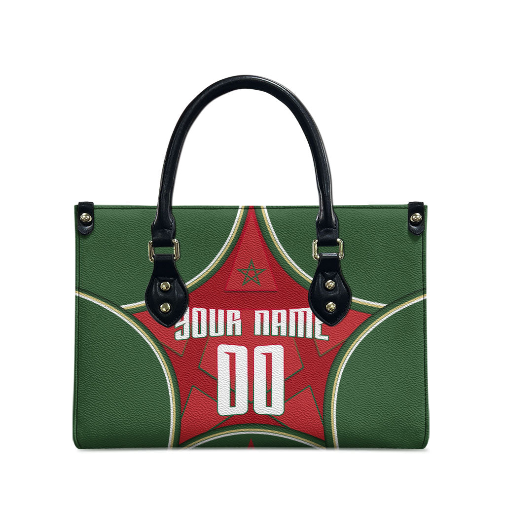 Personalized Morocco Football Atlas Lion Leather Bag Moroccan Star National Flag