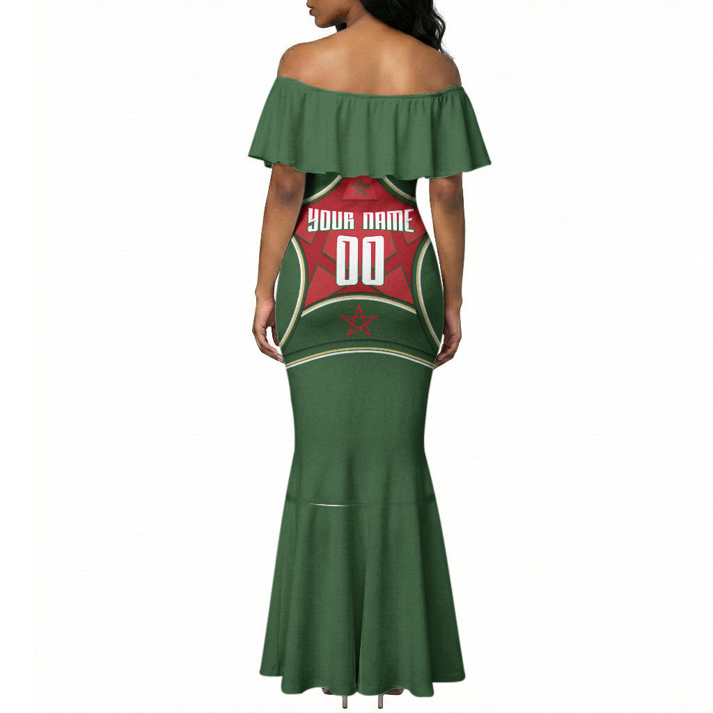 Personalized Morocco Football Atlas Lion Mermaid Dress Moroccan Star National Flag