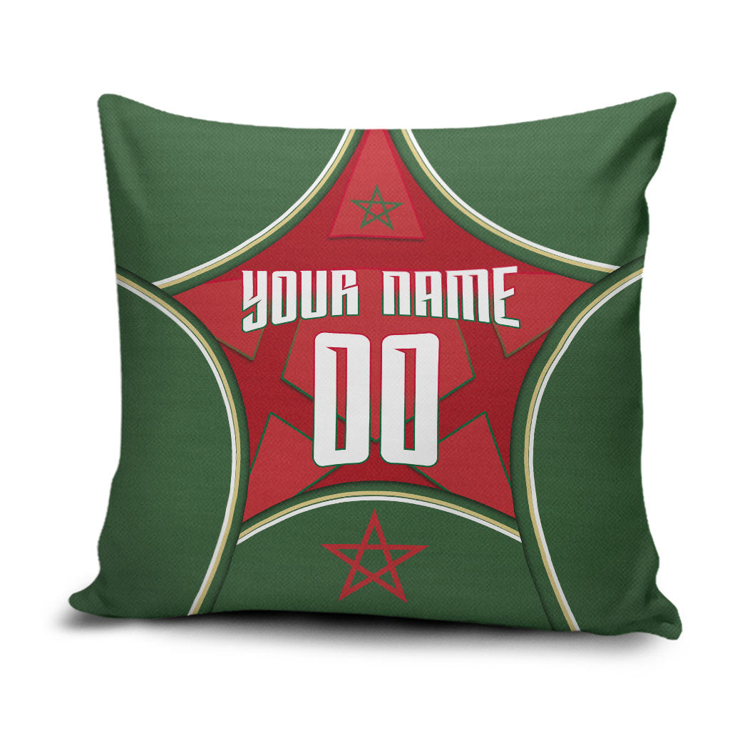 Personalized Morocco Football Atlas Lion Pillow Cover Moroccan Star National Flag