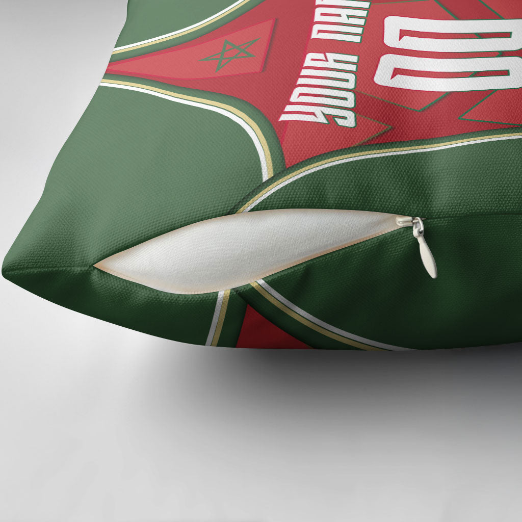 Personalized Morocco Football Atlas Lion Pillow Cover Moroccan Star National Flag