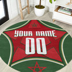 Personalized Morocco Football Atlas Lion Round Carpet Moroccan Star National Flag