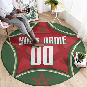 Personalized Morocco Football Atlas Lion Round Carpet Moroccan Star National Flag