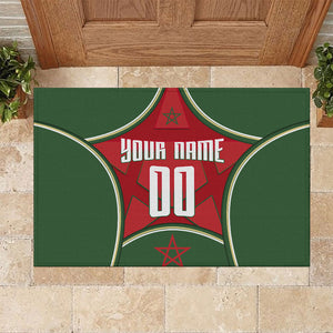 Personalized Morocco Football Atlas Lion Rubber Doormat Moroccan Star National Flag