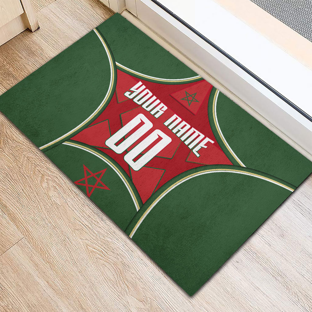 Personalized Morocco Football Atlas Lion Rubber Doormat Moroccan Star National Flag