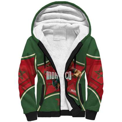 Personalized Morocco Football Atlas Lion Sherpa Hoodie Moroccan Star National Flag