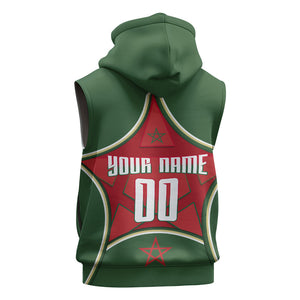 Personalized Morocco Football Atlas Lion Sleeveless Hoodie Moroccan Star National Flag