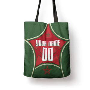 Personalized Morocco Football Atlas Lion Tote Bag Moroccan Star National Flag