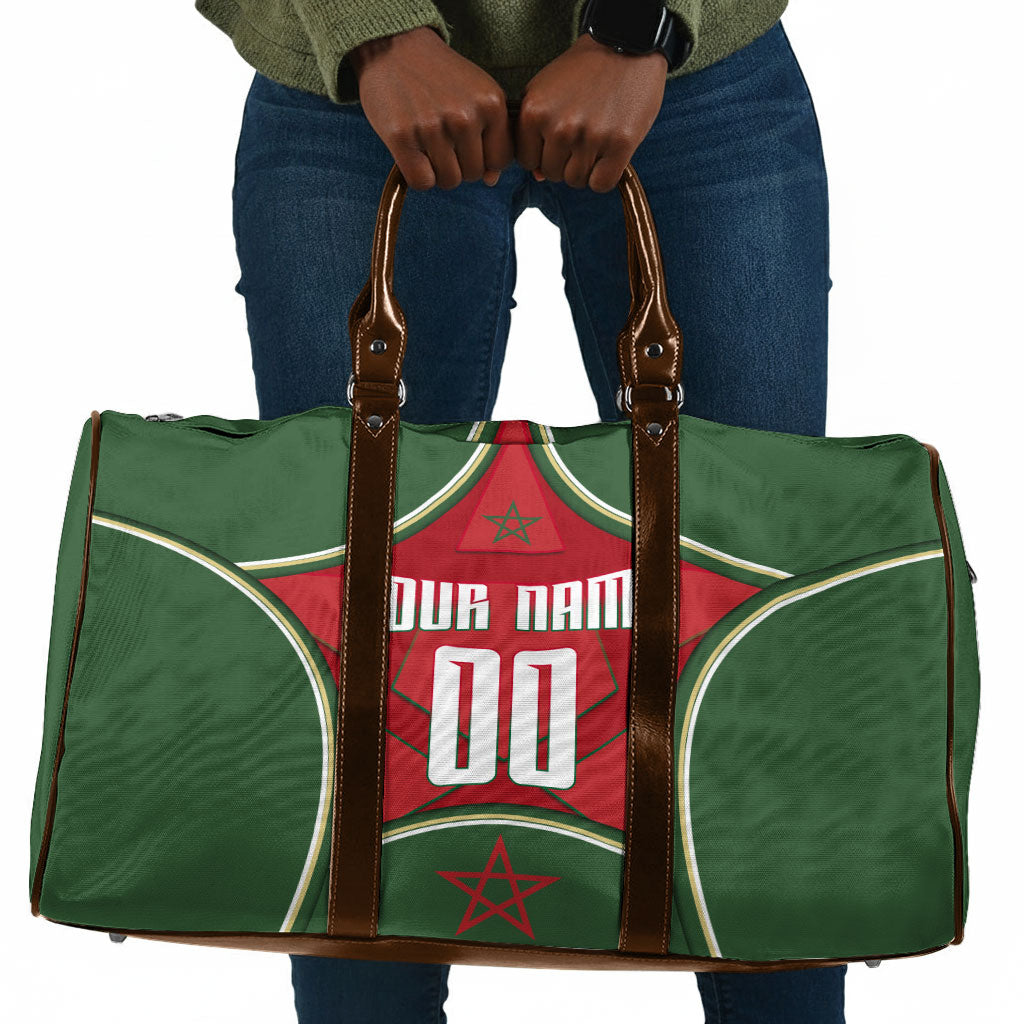 Personalized Morocco Football Atlas Lion Travel Bag Moroccan Star National Flag
