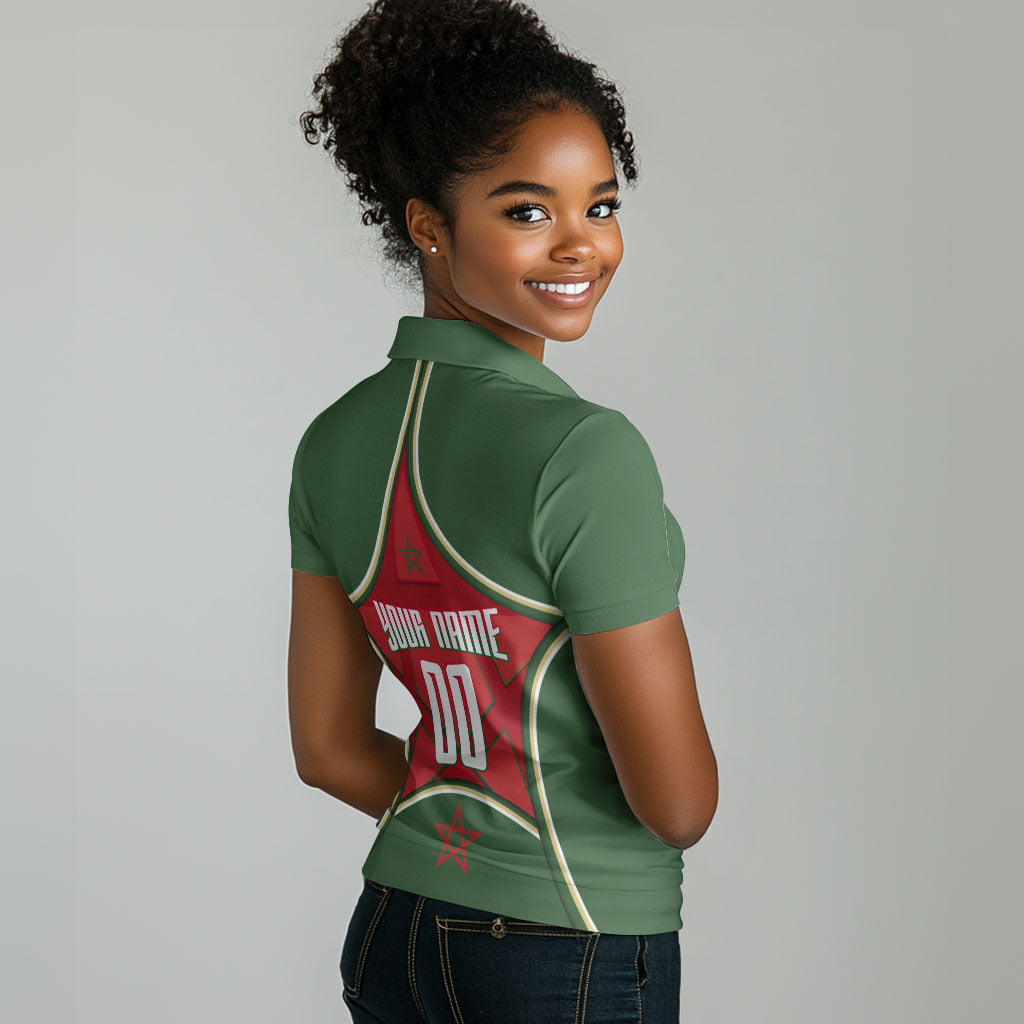 Personalized Morocco Football Atlas Lion Women Polo Shirt Moroccan Star National Flag