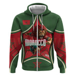 Personalized Morocco Football Atlas Lion Zip Hoodie Moroccan Star National Flag