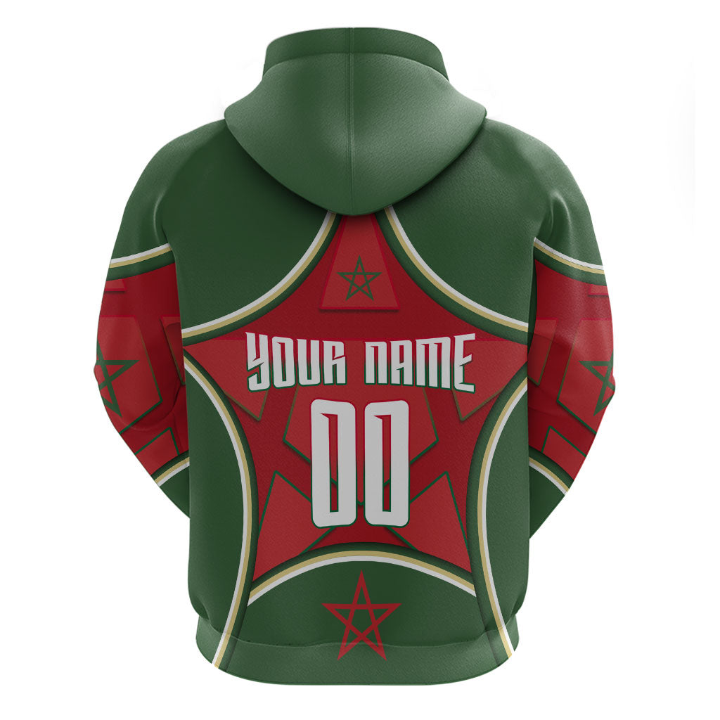 Personalized Morocco Football Atlas Lion Zip Hoodie Moroccan Star National Flag