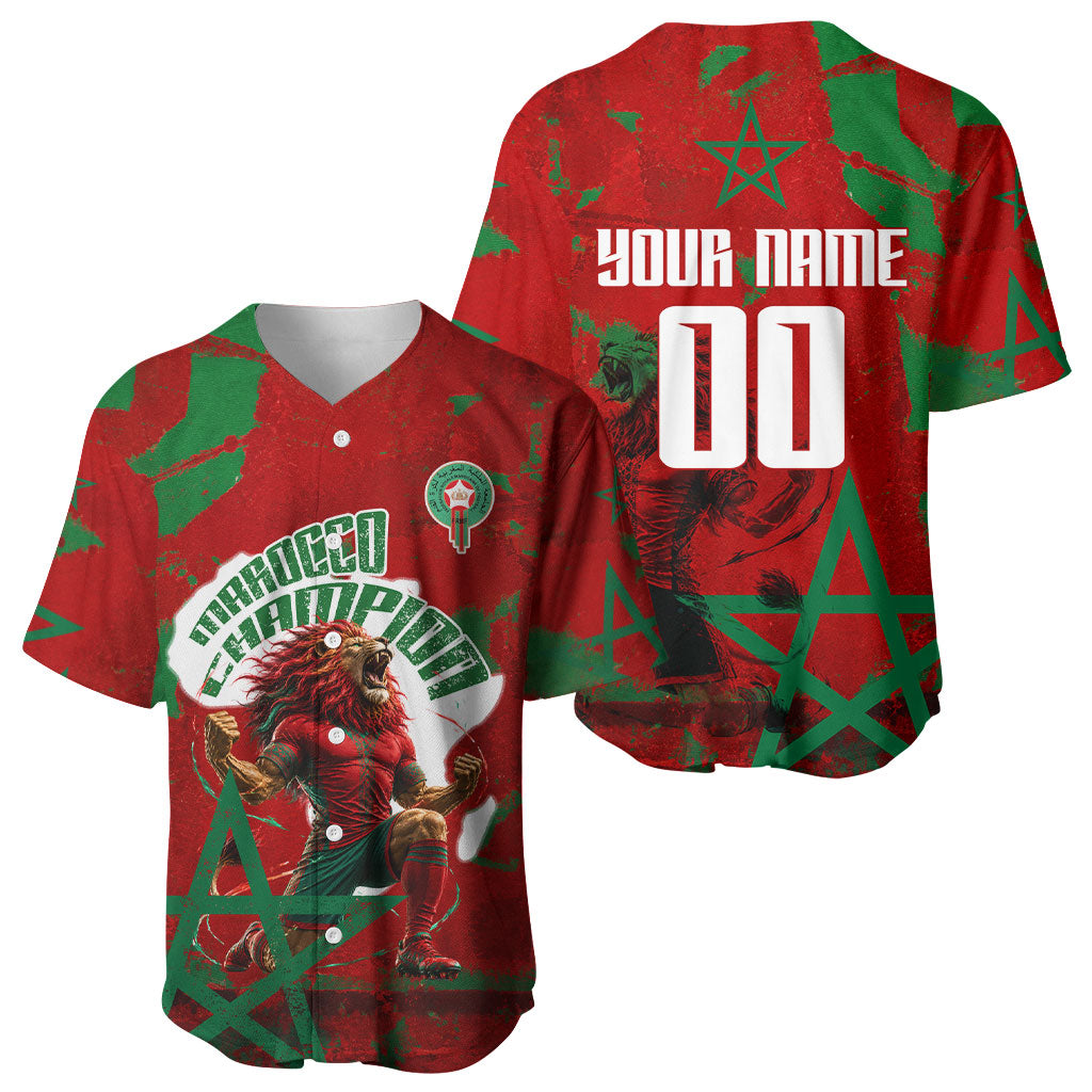 Personalized Morocco Football Baseball Jersey Atlas Lion Grunge Star Mascot