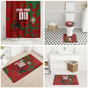 Personalized Morocco Football Bathroom Set Atlas Lion Grunge Star Mascot